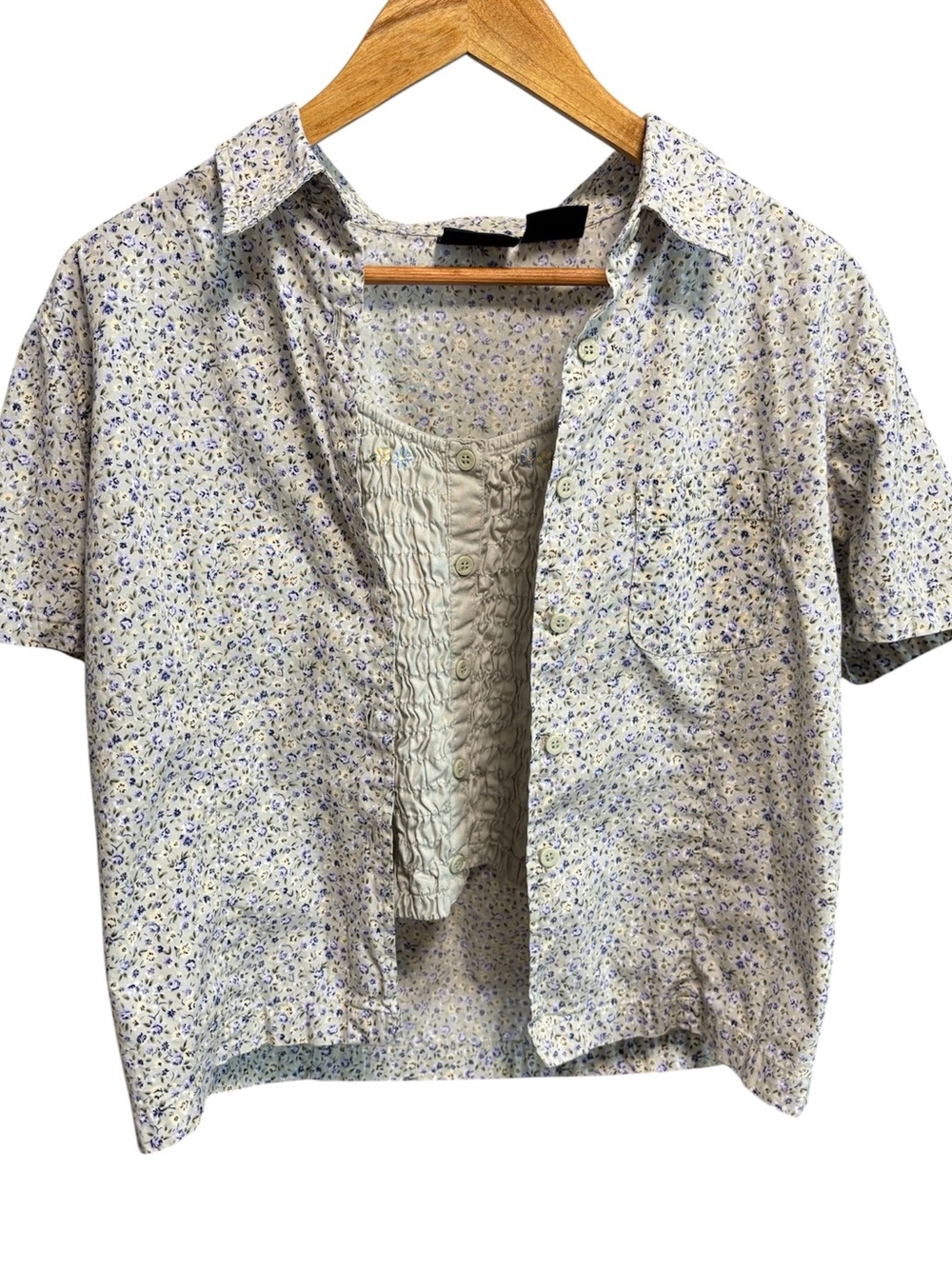 Route 66 y2k floral button down with attached cami, size XL
